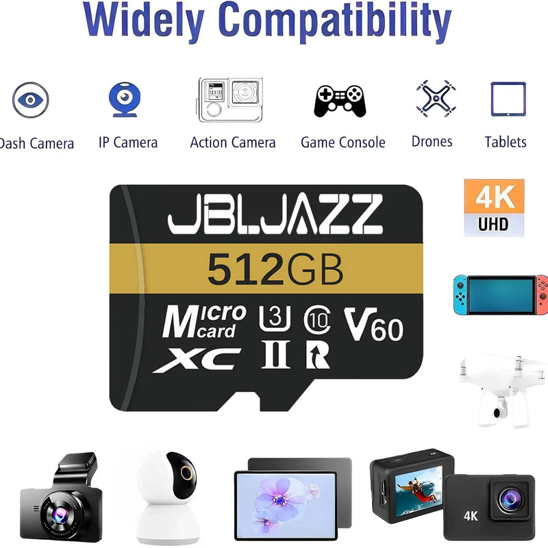 Micro TF SD Card High Endurance Memory Card V30 U3 4K 128GB 256GB SD Card 512GB TF Card for Dash Cam Camera Nintendo Switch