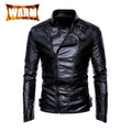 Men's Leather Jackets Casual Fashion Motorcycle Coat O-Neck PU Jacket Autumn Anti-wind Leather Coat Slim Fit Faux Leather Jacket