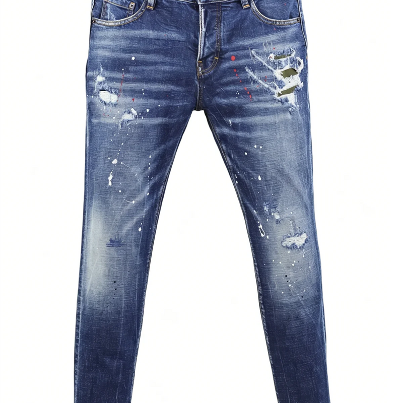 6057 Four Seasons New Men's Wear Washed Ripped Patch | SAMAG