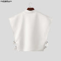 Men Vests Solid Color Stand Collar Sleeveless Zipper Irregular Waistcoats For Man INCERUN Loose Hollow Out 2026 Streetwear Tops