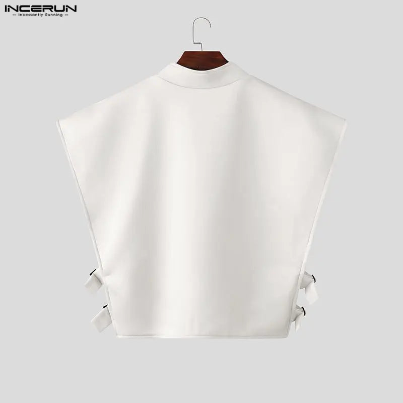 Men Vests Solid Color Stand Collar Sleeveless Zipper Irregular Waistcoats For Man INCERUN Loose Hollow Out 2026 Streetwear Tops