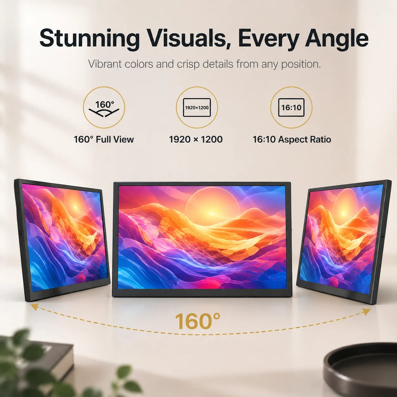 LESOWN 8.9 Inch IPS Monitor Plug and Play HDTV Screen for PC Desktop Gaming Second Display Panel Driver-free Easy Setup