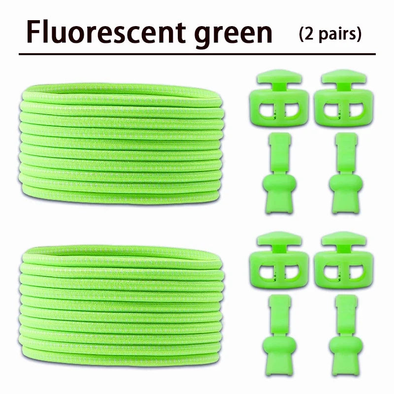 2 Pair No Tie Shoe Laces Kids Adult Quick Laces Round Elastic Shoelaces Without Ties Lock Shoelace Sneakers Shoes Accessories