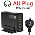 200W Desktop USB C Quick Charger GaN PD Fast Charger 6 Port Mobile Charging Adapter For Laptop iPhone 17 16 15 Samsung Xiaomi