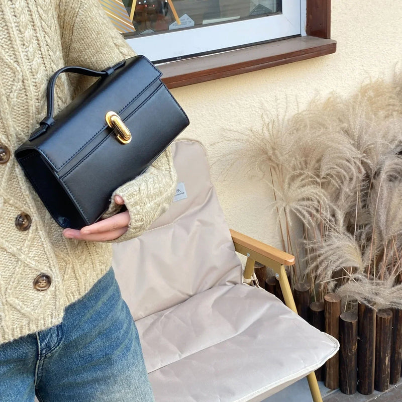 SAVETTE Brand 2025 New The Symmetry Pochette Genuine Leather Tote Women's Simple Handbag Small Square Row Bag Rectangular Bags
