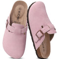 Comwarm Arch Support Unisex Clogs Slippers With Adjustable Metal Buckle Vegan Suede Mules Anti-slip Cork Footbed Potato Shoes