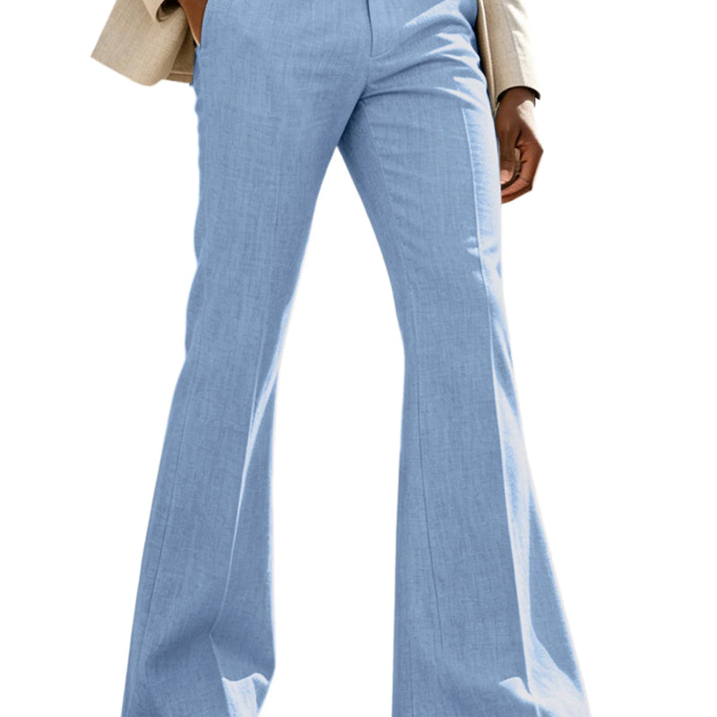 Men's Linen Flare Suit Pants Retro High Waist Slim Fit - View 22 | SAMAG