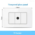 White Tempered Glass Italy USB Type C Smart Fast Charging Wall Socket Plugs Schuko Light Switch Panel Chile TV Sat Computer CAT6