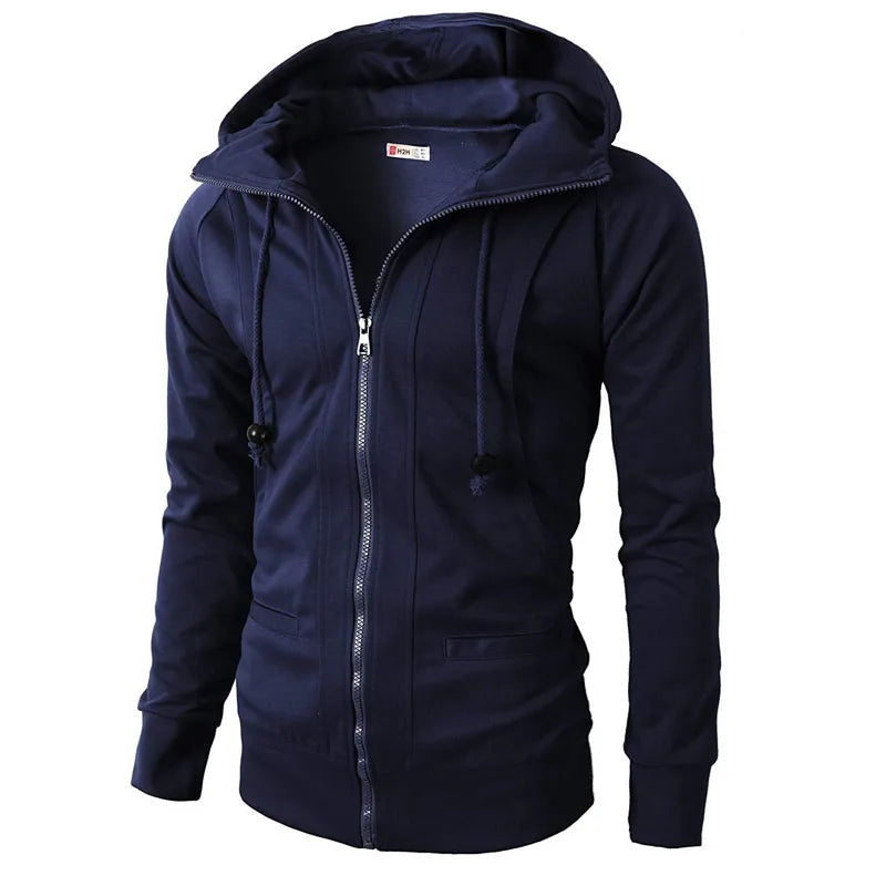 2025 Men Hoodies Sports Jacket Zipper Fitness Hooded Men's Sweatshirt Casual Male Solid Color Spring Outerwear Clothing MY042