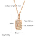 Kinel Hot Square Pendant Necklace For Women 585 Rose Gold Color With Natural Zircon Accessories Ethnic Bride Wedding Jewelry