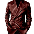 Men's Leather Blazer Slim Fit Faux Suit Jacket Formal - View 7 | SAMAG
