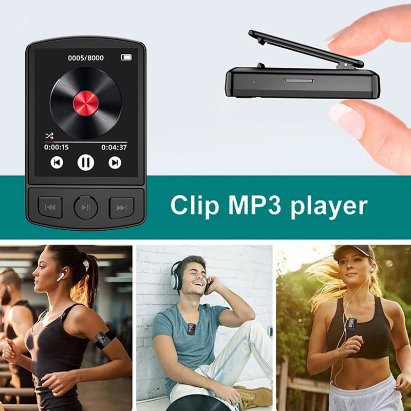 Portable MP3 Player Sport Clip Walkman HiFi Sound Bluetooth5.2 Student Walkman 1.8 Inch Screen with FM Radio E-Book MP3 Player