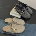 Women Slip on Lazy Shoes French Style Rhinestone Mules Closed Toe Casual Versatile Half Slipper Outdoor 2026 Spring Autumn