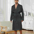 Spring and Autumn Quick Dry Digital Printed Casual Comfortable Shower Robe Sleepwear, Men's Trendy Long Nightgown