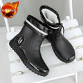 Men's New Short Rain Boots with Elastic Cuff Waterproof Non-Slip Soft Sole Work Rubber Shoes