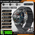 Military Grade Alloy Smartwatch 1400mAh Long Standby Waterproof SOS Emergency Flashlight BT Call Outdoor Sports Watch For Men