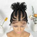 Full Lace Cornrow Braided Wigs Synthetic Braids Wig with Baby Hair Short Afro Curly Knotless Braided Lace Wig for Black Women
