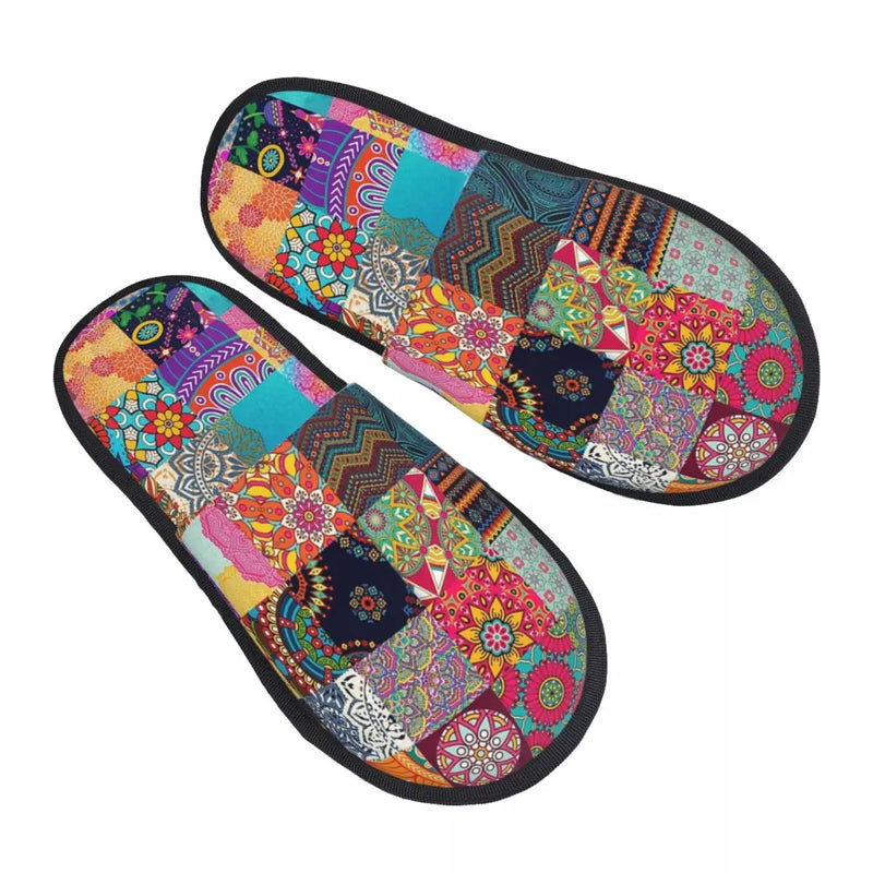 Custom Kizomba Samakaka Ankara Print Soft Memory Foam House Slippers Women African Wax Design Comfy Warm Anti-skid Sole Slipper