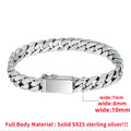 100% S925 Sterling Silver Bracelet 8MM Punk Jewelry Never Fade Carry certificate Men Women Gifts - Visuel 3 | SAMAG