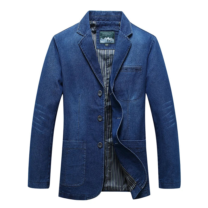 2026 Casual Suit Pure Cotton Denim Jacket Men's Spring-Autumn Mid-Age Loose Business Casual