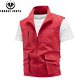 Tops 2025 New Summer Men Outdoor Camping Fishing Webbed Vest Men Sleeveless Many Pocket Tool Gear Loose Thin Vest Male Waistcoat