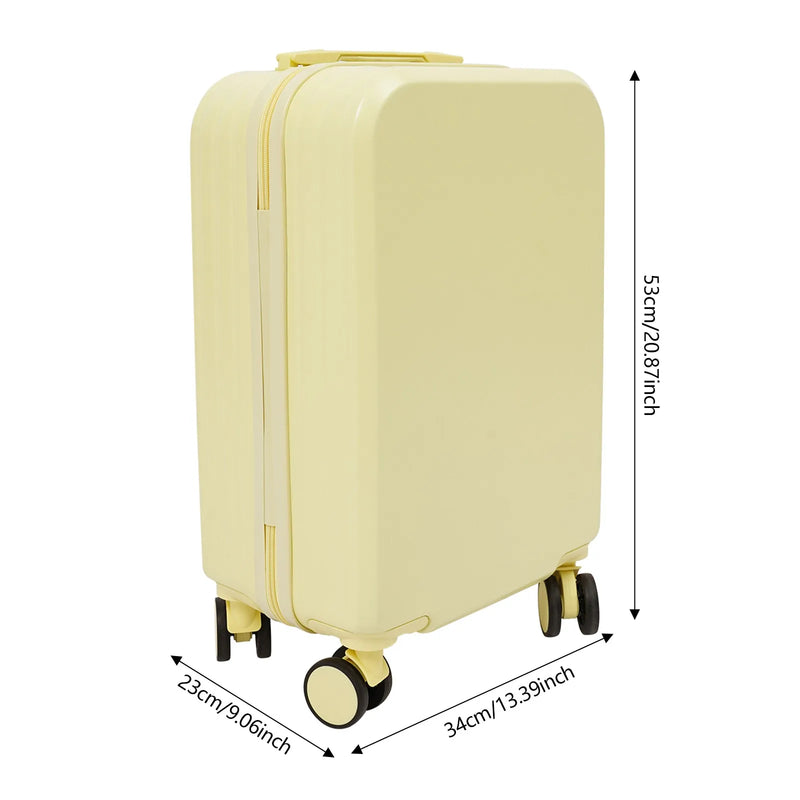 20" Travel Luggage Suitcase Yellow Carry on Luggage, Suitcase with Cup Holder Top Handle Top Handle USB Port for Short-distance Domestic and International Tourism, Business Trips, Vacations
