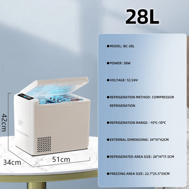28L Vehicle Freezing Fridge Portable Cooling Refrigerator Nevera Mini Koelkast