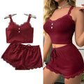 2026 Women Casual Sleeveless Tank Top Summer Casual Vest & Shorts Set Ribbed V Neck Slim Fit Two-piece Homewear Sexy Tops Women