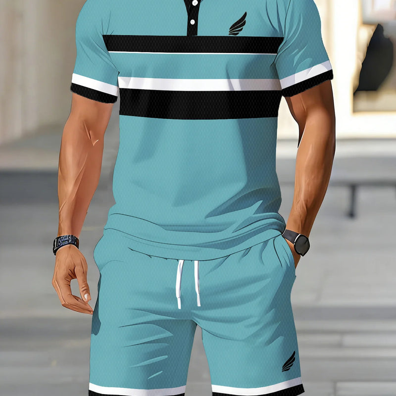 Summer Men's Polo Shirt Set - 3D Printed Design | SAMAG