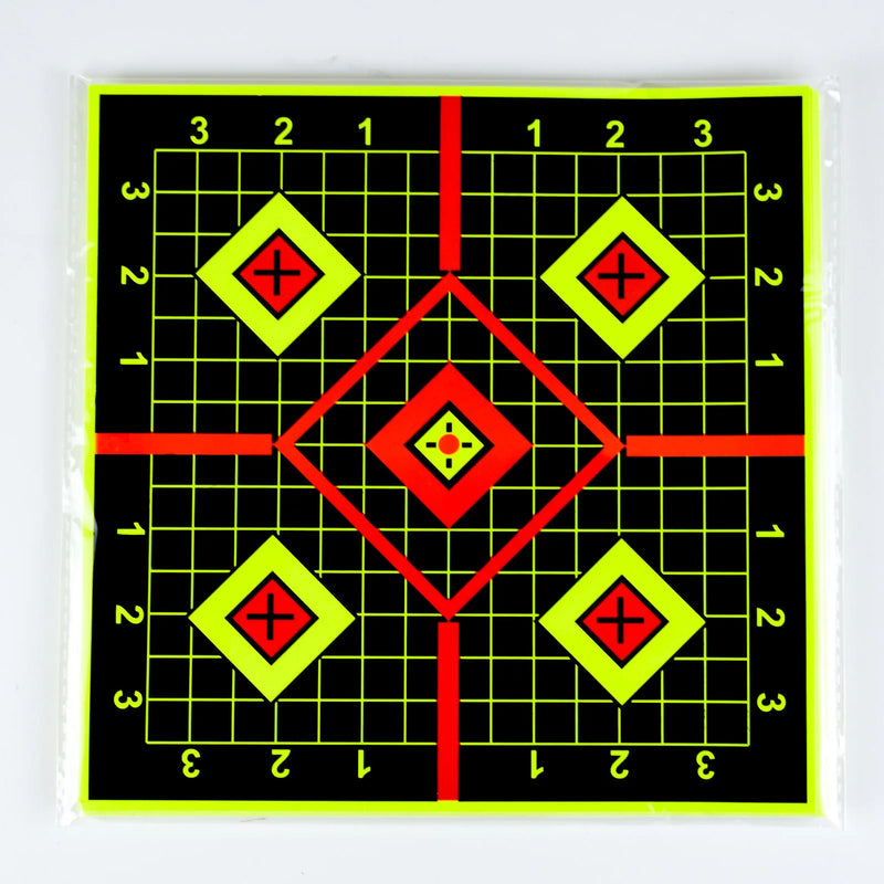 25Pcs 10in Square Shooting Practice Splatter Target Stickers Shooting Target Training Supplies Stickers Fluorescent Color Labels (Can Be Used for Shooting Practice)
