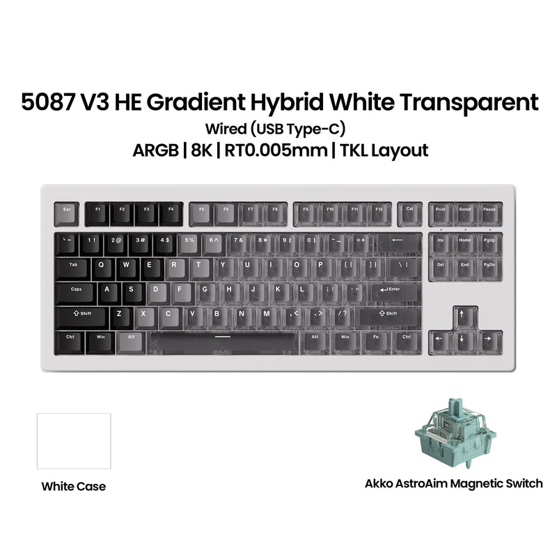 Akko 5087 V3 HE Magnetic Switch Keyboard 80% TKL US Layout Rapid Trigger 0.005mm 8K Type-C Wired Custom Gaming Keyboard Gasket