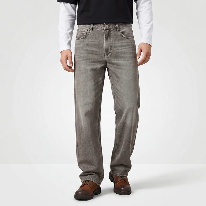 Semir Men Jeans Retro Washed Loose Straight Autumn Soft | SAMAG