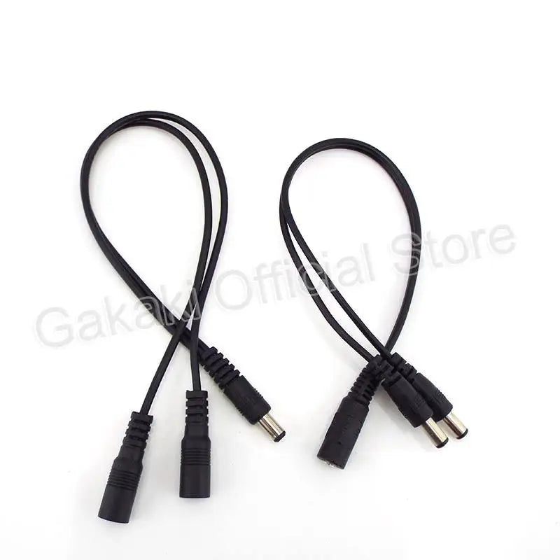 5.5mm*2.1mm 1 Female to 2 Male Connector Male to Female Plug DC Power Splitter Cable CCTV LED Strip Light Power Supply Adapter
