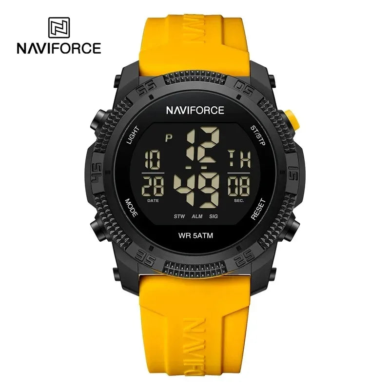 NAVIFORCE Watches For Men LCD Digital Fashion Casual Date and Week Alarm Display 3ATM Waterproof Silicone Strap Electronic Clock