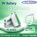 9V 5500mAh 9V battery li-ion Rechargeable battery Micro USB Battery 9v lithium for Multimeter Microphone Toy +USB charging cable