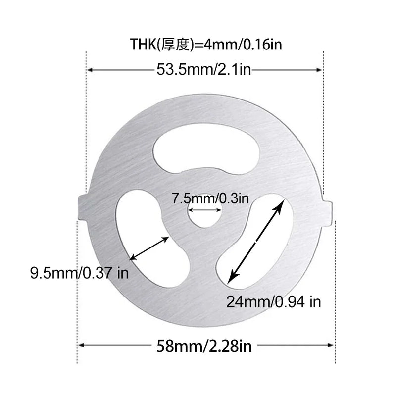 Meat Grinder Pinion Mixer Spare Parts Meat Grinder Knife Stainless Steel Grille for Food Grinder Accessories Kitchen Tool
