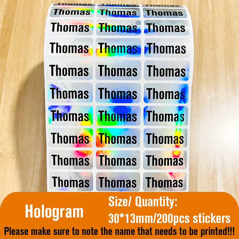 Kawaii Waterproof Name Tag Sticker Custom Adhesive Stationery Decals Personalize First Name Label for Children School Bottle