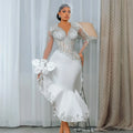 Customized African Long Sleeve Bride Dress Lace Beaded - View 2 | SAMAG