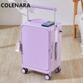 COLENARA 20 Inch Charging Luggage Aluminum Frame Boarding Case 25 Inch Front Opening Laptop Women's Trolley Travel Suitcase