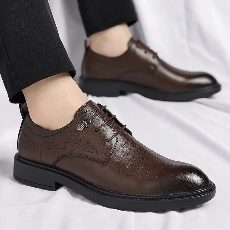 Men's leather shoes, autumn business formal leather shoes, casual British dress shoes