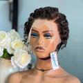 613 Blonde Pixie Cut Short Bob Loose Wave Human Hair Wigs Chocolate Brown Short Bob 13x4 Transparent Lace Front Wigs Preplucked