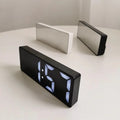 Modern Minimalist Voice-Control Alarm Clock, Black & White  Multi-Functional & Portable LED Mirror-Surface Digital Clock