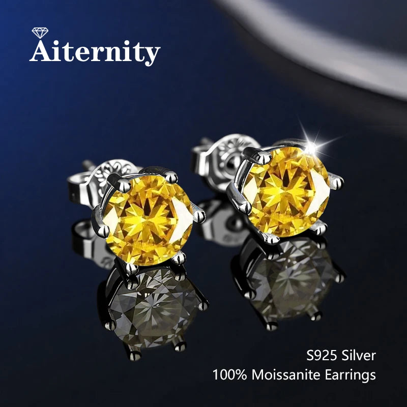 D VVS1 Moissanite Stud Earrings For Women Pass Diamond Tester Pen S925 Platinum Plating Moissanita With 2 Certificates