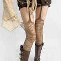 Women Sexy Lace Fishnet Stockings Hollow Out Solid Pantyhose Irregular Exposed Skin Tights Slim Suspender Pantyhose