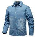 New Fashion Men Classic Light Blue Long Sleeves Denim | SAMAG