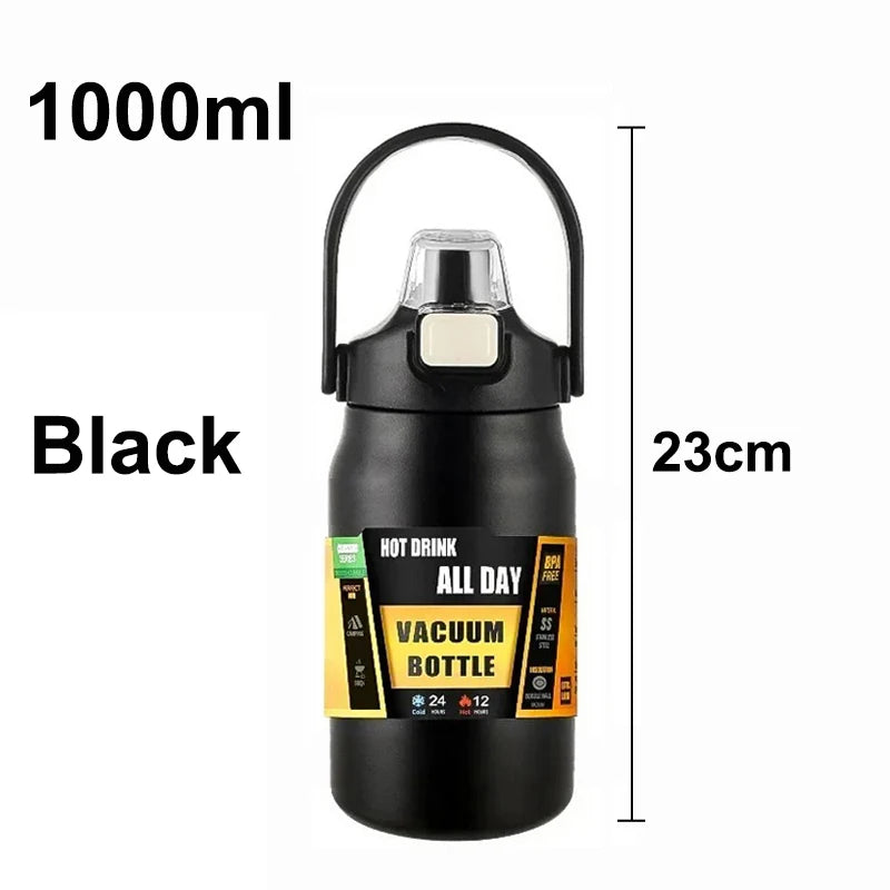 Outdoor Portable Thermos with Straw 304 Stainless Steel Thermal Mug Tumbler Cup Sports Vacuum Flasks Cold and Hot Water Bottle