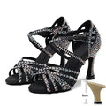 Latin Dance Shoes Women High Heels Hot Selling Diamond-encrusted Sandals Indoor Soft-soled Stage Game Party Social Ballroom Girl
