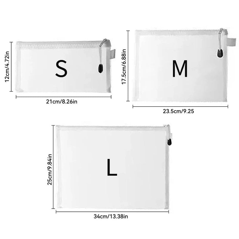 9pcs Mesh Zipper Pouches - A4/A5/A6 Large Capacity&Durable Organizer File Bags,For Office, Travel, Pencil Case & Puzzle Storage