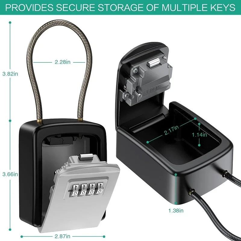 Key Lock Box 4 Digit Combination Safe Waterproof Storage with Removable Chain Security Anti - theft - View 9 | SAMAG