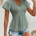 Elegant French Style Women's Top Ruffle Collar Splice - View 3 | SAMAG